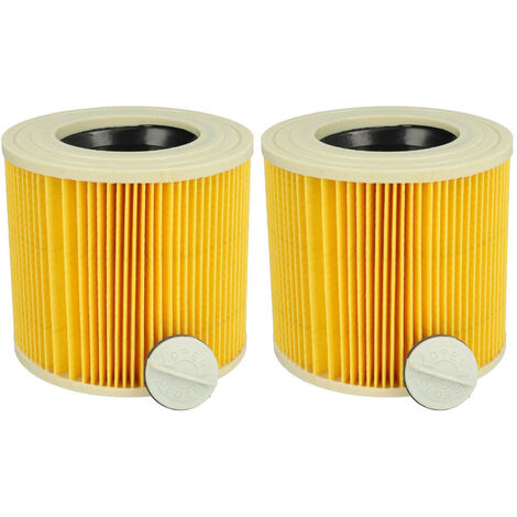 vhbw Lot de 2x filtres à cartouche compatible avec Dewalt D27902, D27900, D27901, D27902M aspirateur à sec ou humide - Filtre plissé, jaune