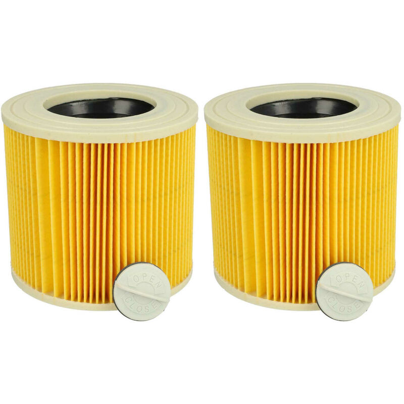 Vhbw - Lot de 2x filtres à cartouche compatible avec Kärcher a 2524 pt, a 2534 pt, a 2554 Me aspirateur à sec ou humide - Filtre plissé, jaune