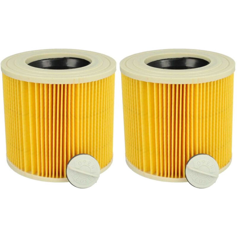Vhbw - Lot de 2x filtres à cartouche compatible avec Kärcher a 2064 pt, a 2024 pt, a 2054 Me aspirateur à sec ou humide - Filtre plissé, jaune