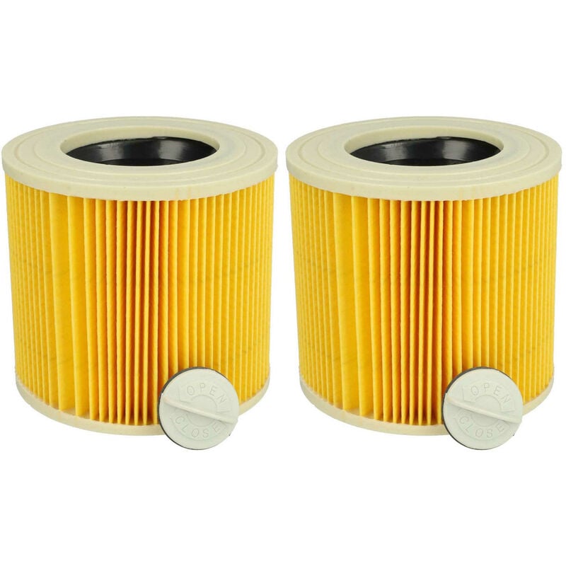 Vhbw - Lot de 2x filtres à cartouche compatible avec Kärcher a 2120 me, a 2111, a 2131 pt aspirateur à sec ou humide - Filtre plissé, jaune