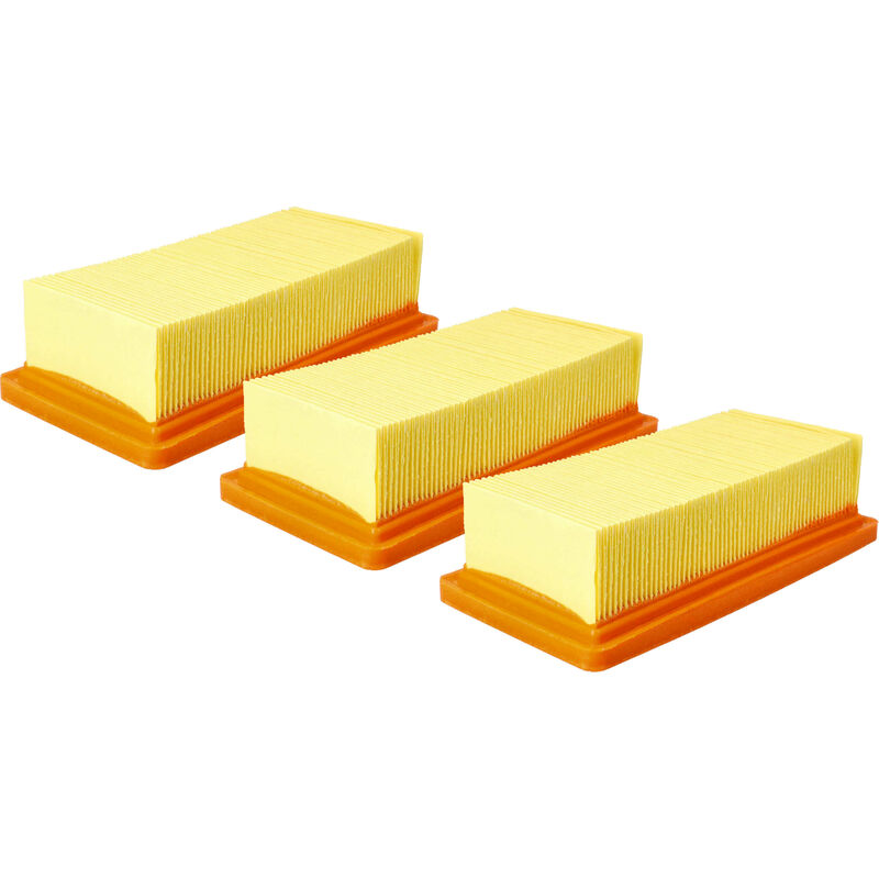 Lot de 3x Filtre plissé plat remplacement pour Kärcher 6.415-953.0, kfi 7420 pour aspirateur sec et humide - Élément filtrant - Vhbw