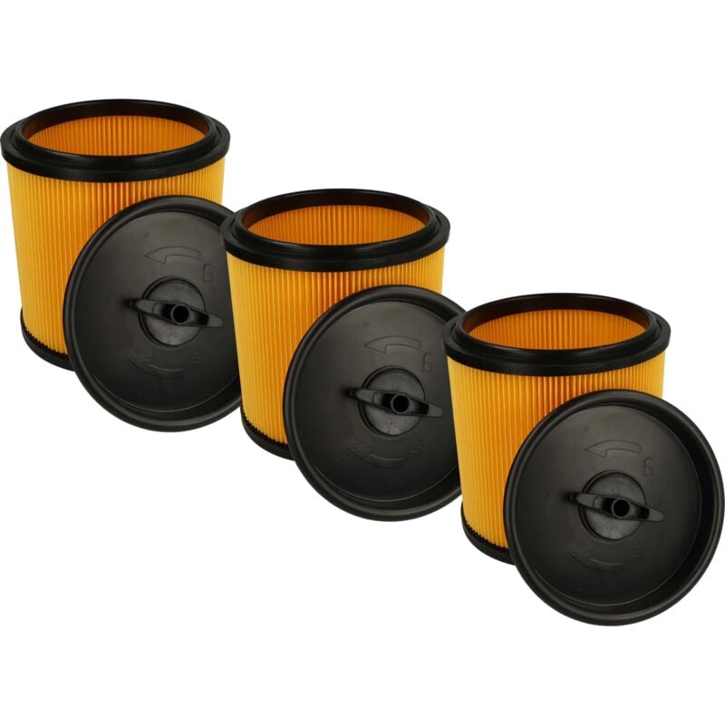 Lot de 3x filtres à cartouche compatible avec Grizzly nts 1423-S Inox aspirateur - Filtre plissé - Vhbw