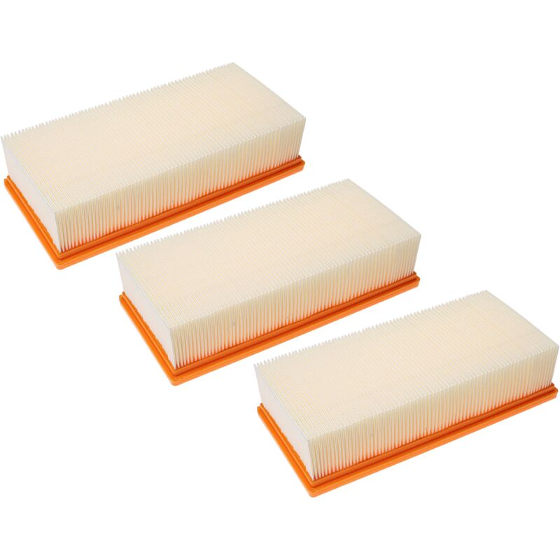 Vhbw - Lot de 3x filtres plissé plat compatible avec Kärcher nt 65/2 Eco Me aspirateur sec/humide, aspirateur industriel - Élément filtrant