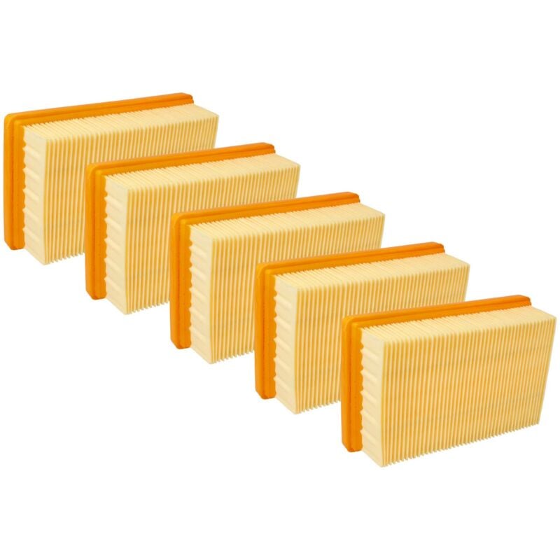 vhbw Lot de 5x filtres plissé plat compatible avec Kärcher WD 4 S V-20/5/22, WD 4 V-20/5/22, WD 5 P S V-25/5/22 aspirateur - Élément filtrant