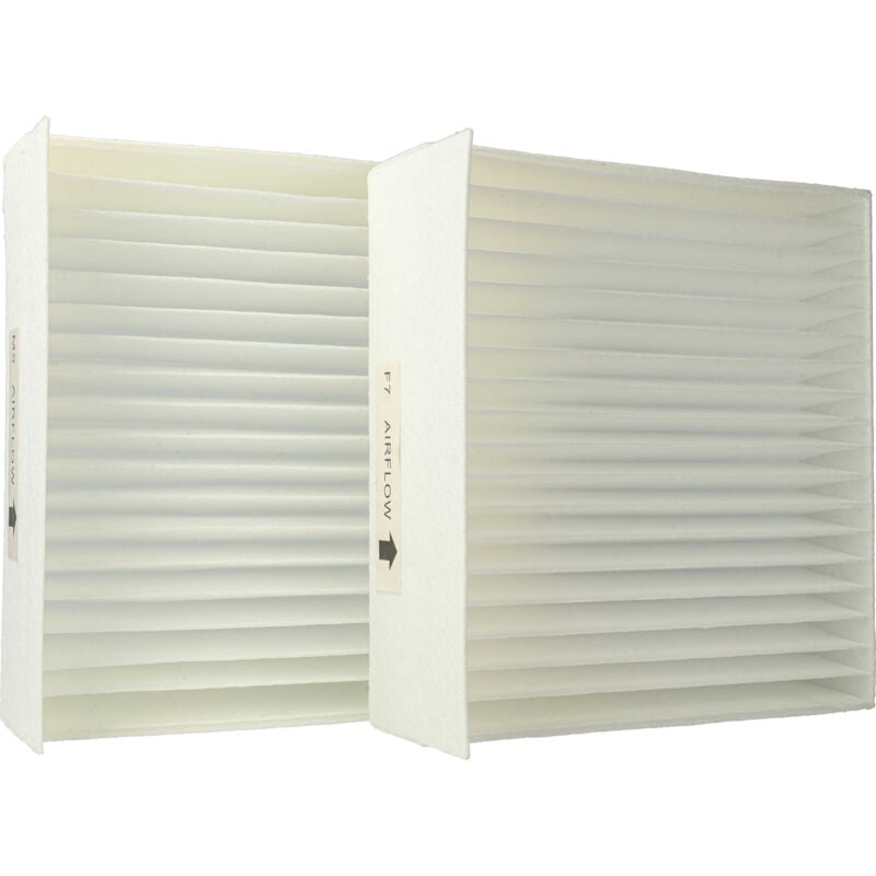Vhbw Lot de filtres remplacement pour Zehnder 521 012 720 pour appareil de ventilation - Filtre à air M5 / F7 (2 pcs), 17 x 17 x 9 cm, blanc