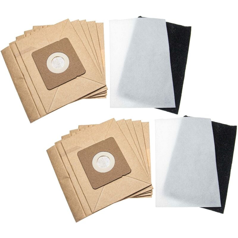 Vhbw - Lot de sacs (papier) + filtre avec 12 pièces compatible avec Moulinex MO151101/4Q0, Accessimo, Compacteo, Mini Space aspirateur