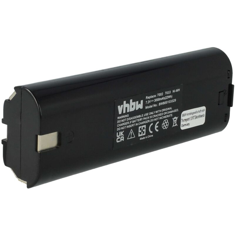 

Ni-MH batería 3000mAh (7.2V) para herramientas Makita 6072DWK, 6073D, 6073DW, 6073DWK, 6075D por Einhell 91011, Makita 191679-9, 192532-2, etc. - Vhbw