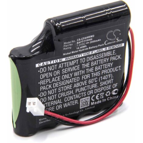 vhbw NiMH Akku 2000mAh (7.2V) kompatibel mit Medizin Technik, Muskelstimulator Globus Mystim Ersatz für BATT/110466, 120466.