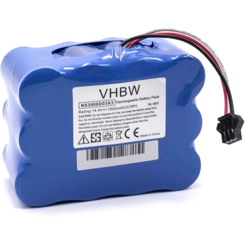 

NiMH batería 1500mAh (14.4V) para robot limpiasuelos robot autónomo de limpieza Indream 9200, 9300, 9300XR, 9700 - Vhbw