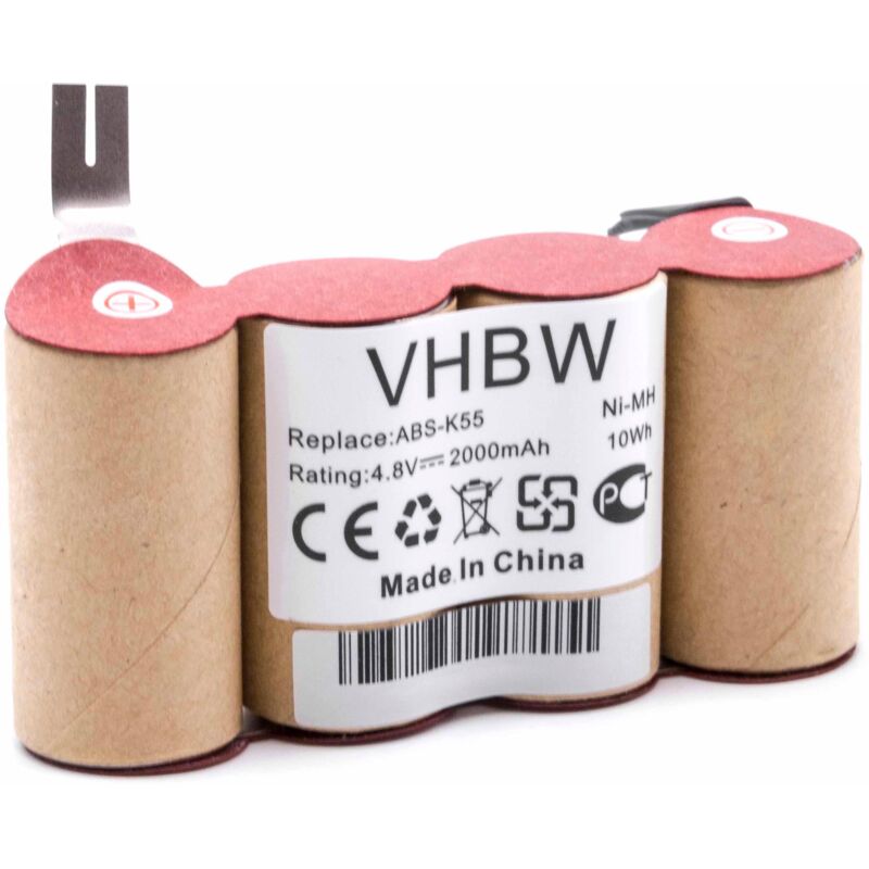 

NiMH batería 2000mAh (4.8V) para escoba eléctrica robot autónomo de limpieza como Kärcher ABS-K55 - Vhbw