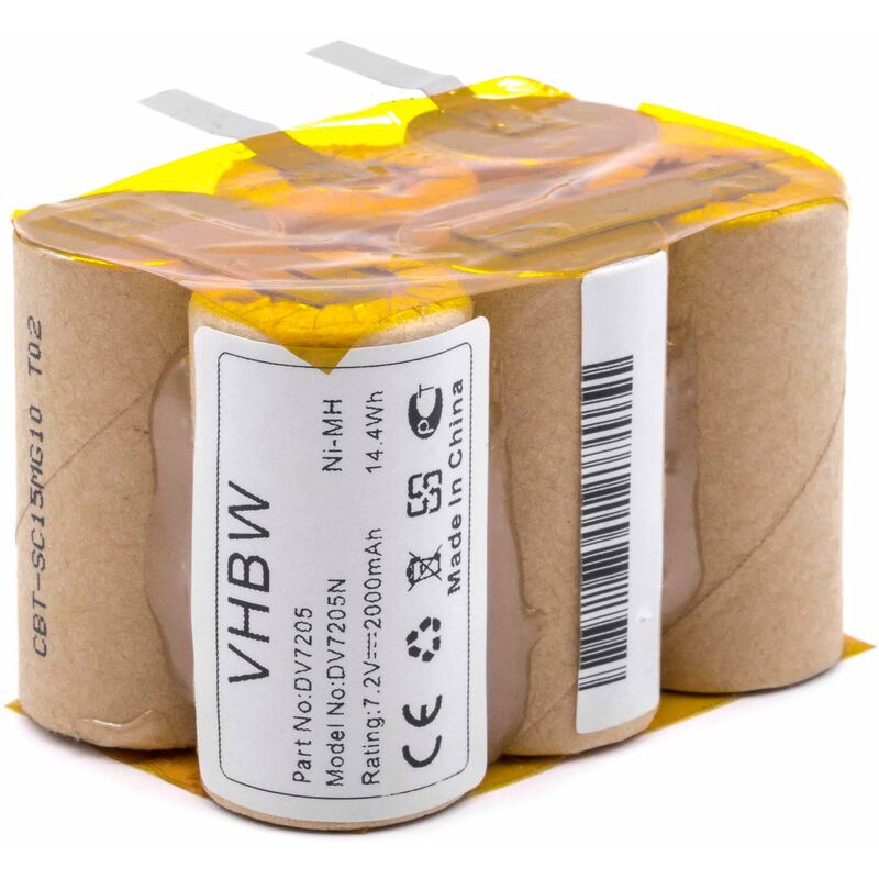 

vhbw NiMH batería 2000mAh (7.2V) para aspiradora robot autónomo de limpieza Black & Decker DV7205, DV7205N