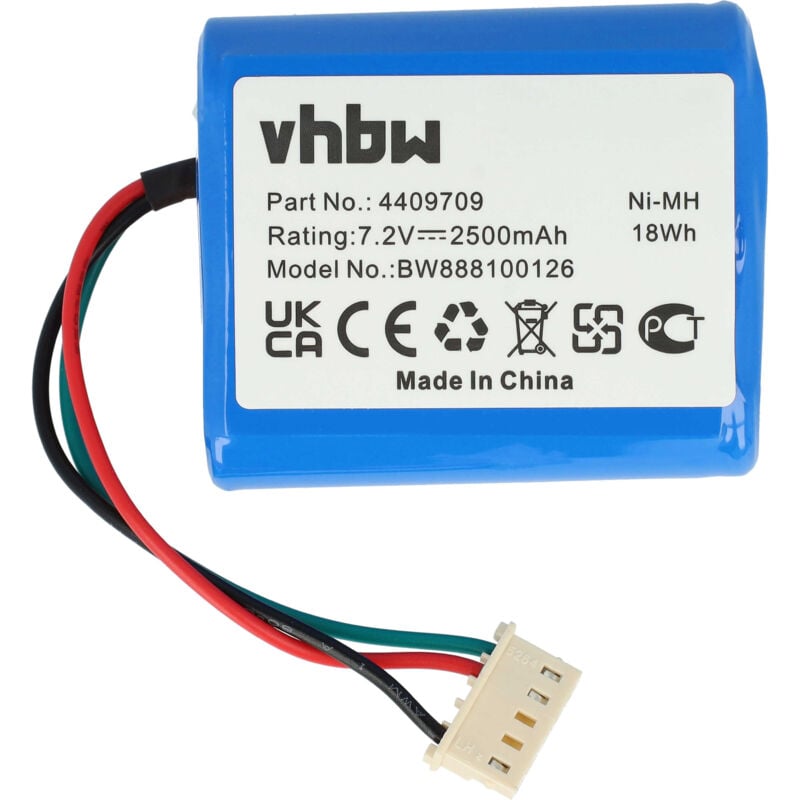 Vhbw - Batería recargable reemplaza iRobot 4409709, GPRHC202N026, W206001001399 para aspiradora, robot limpieza (2500 mAh, 7,2 v, NiMH)