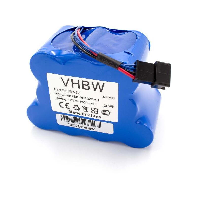 

NiMH batería 3000mAh (12V) para robot limpiasuelos robot autónomo de limpieza como Ecovacs CEN82 - Vhbw