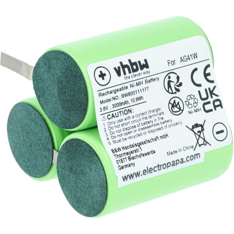

NiMH batería 3000mAh (3.6V) para robot aspirador robot autónomo de limpieza AEG D-SCX3, E BP 0017, Electrolux AG41W, Emerich SIPA, Lervia - Vhbw
