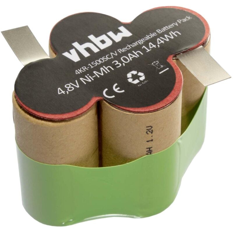 

NiMH batería 3000mAh (4.8V) para aspiradora, escobas eléctricas Kärcher Broom K55 por 4KR-1500SC/V. - Vhbw