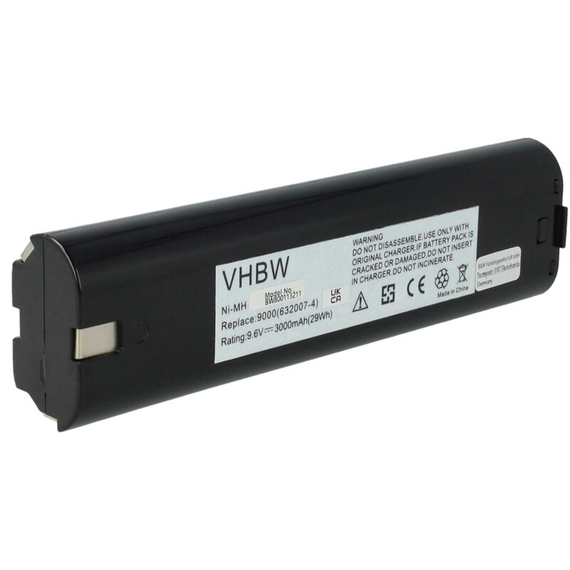 

NiMH Batería 3000mAh (9.6V) para su herramienta electrónica Makita 8402VDW, 903D, 903DW, DA390D, DA390DW, DA391D por 191681-2, 192533-0 - Vhbw