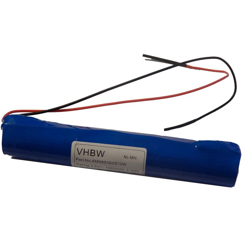 

NiMH batería célula 1500mAh (3.6V) con cable de conexión para evacuación iluminación de emergencia indicador de carga - Vhbw