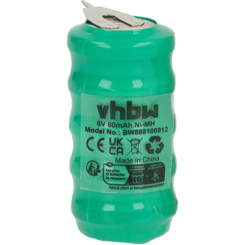

vhbw NiMH Batería de botón de repuesto Tipo V80H 2 pines 80 mAh 6 V compatible para lámparas solares, etc.
