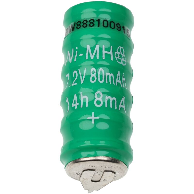 

NiMH Batería de botón de repuesto Tipo V80H 2 pines 80 mAh 7,2 V compatible para lámparas solares, etc. - Vhbw