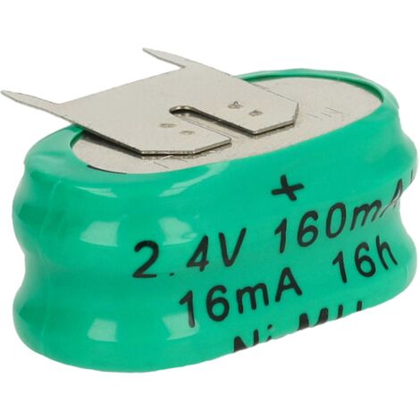 vhbw NiMH Batería de botón de repuesto Tipo 2/V150H 3 pines 150 mAh 2,4 V compatible para lámparas solares, etc.
