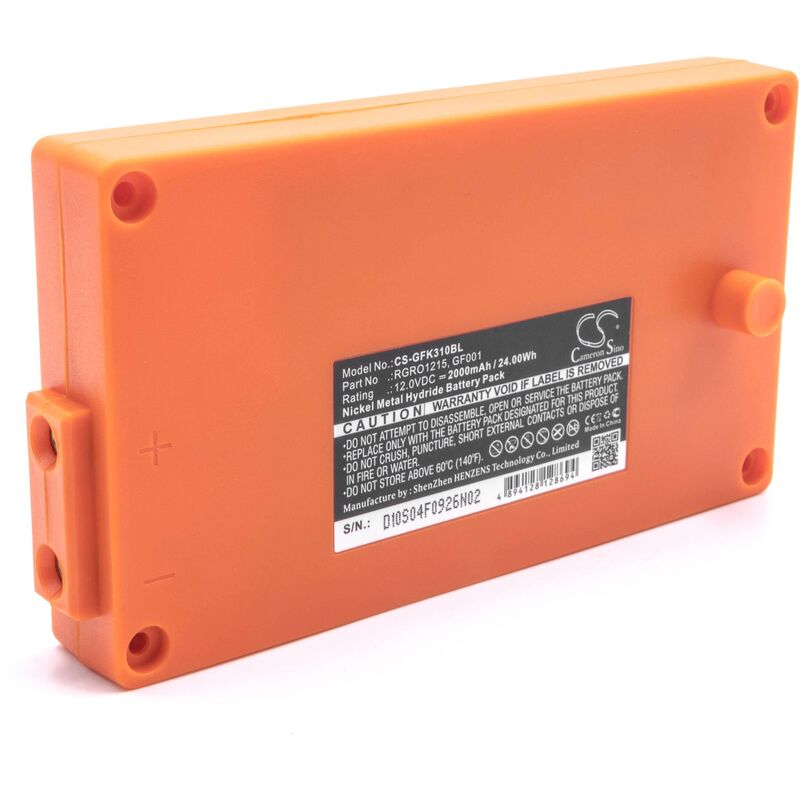 Vhbw - NiMH batterie 2000mAh (12V) orange pour télécommande pour grue Remote Control comme Gross Funk 100-000-134, GF001, RGRO1215