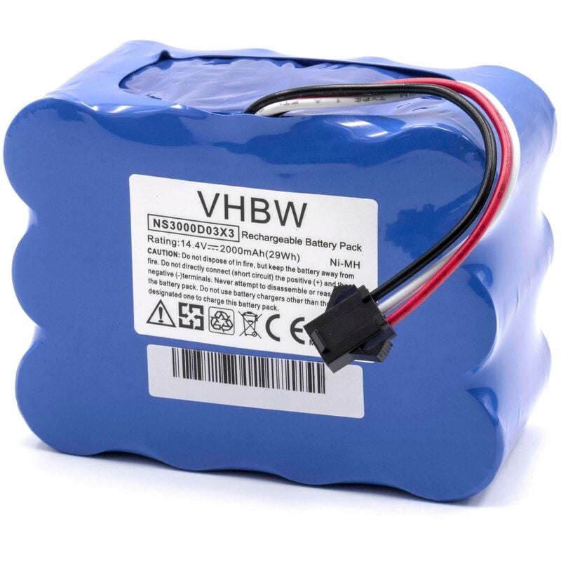 vhbw Batterie compatible avec Zeco V700 aspirateur (2000mAh, 14,4V, NiMH)
