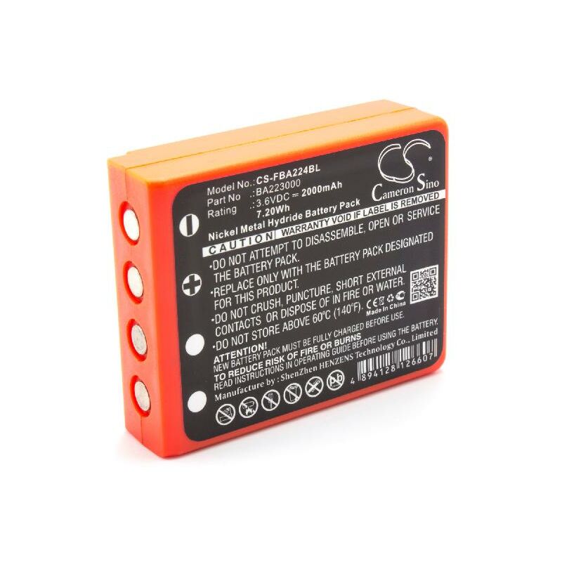 vhbw NiMH batterie 2000mAh (3.6V) pour télécommande pour grue Remote Control comme HBC BA223030, FUB6