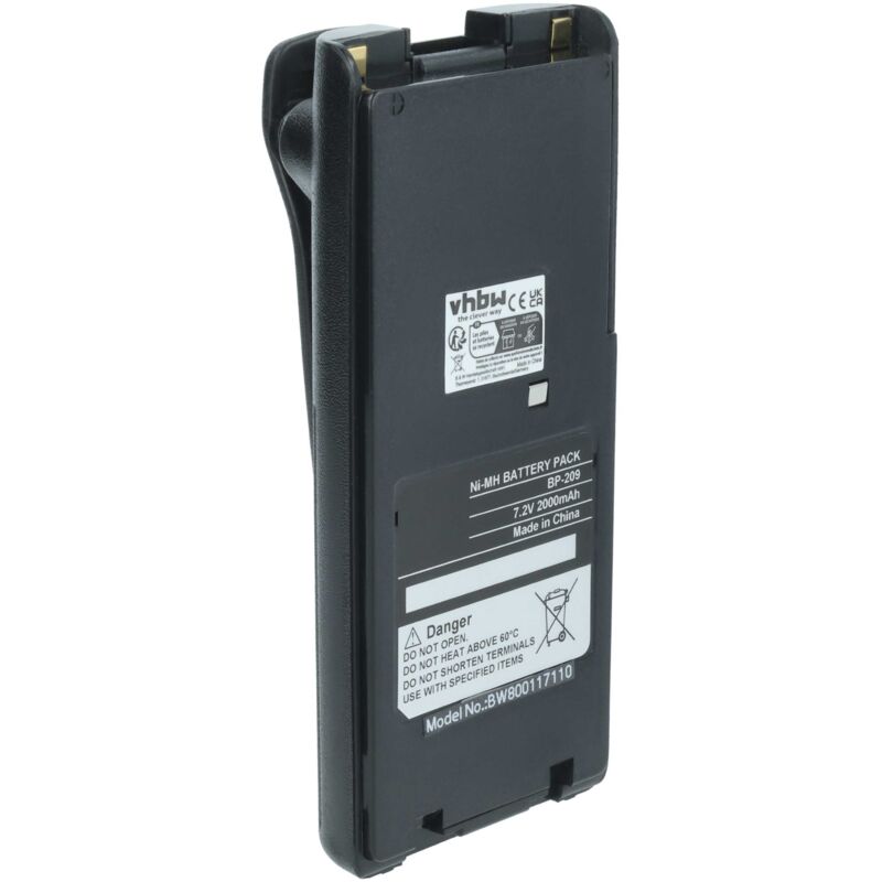 vhbw 1x Batterie compatible avec Icom IC-F31GS, IC-F31GT, IC-F30GS, IC-F30GT, IC-F22SR, IC-F30FS, IC-F3G radio talkie-walkie (2000mAh, 7,2V, NiMH)
