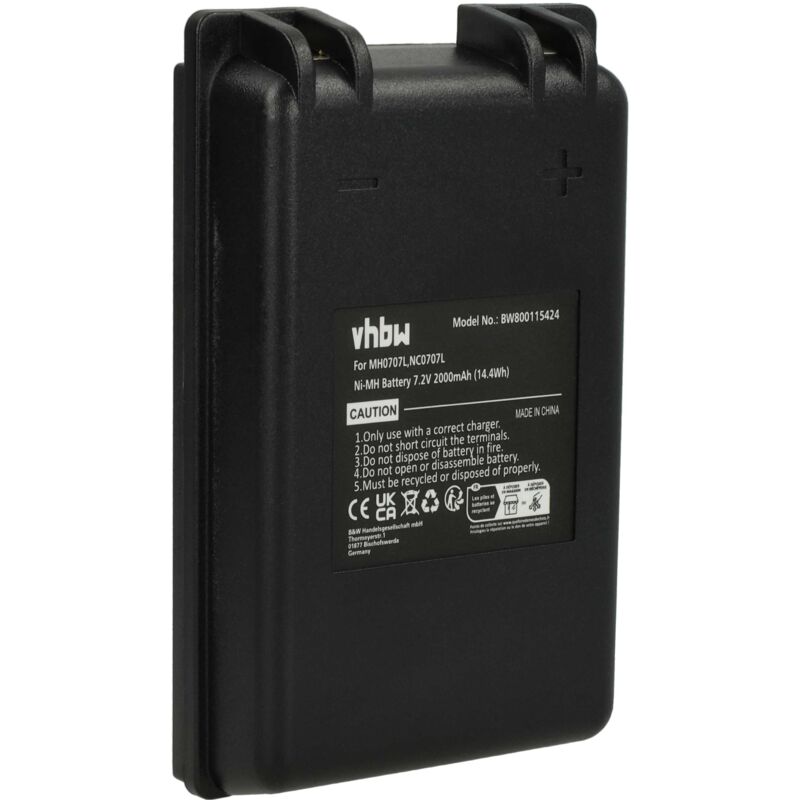 Vhbw - Batterie remplacement pour Autec MH0707L, NC0707L pour opérateur télécommande industrielle (2000mAh, 7,2V, NiMH)