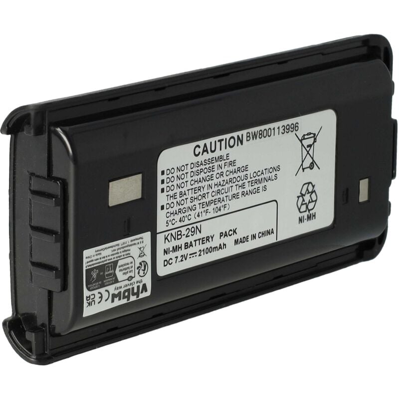 NiMH batterie 2100mAh (7.2V) pour radio talkie-walkie comme Kenwood KNB-29, KNB-29N, KNB-30, KNB-30A, KNB-53, KNB-53N - Vhbw