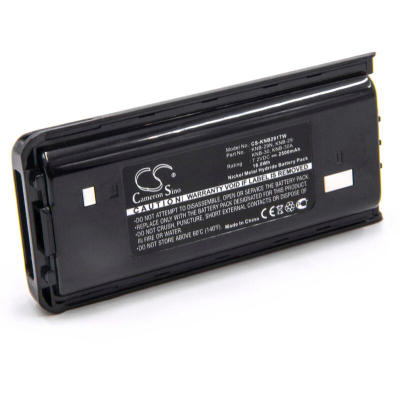 vhbw NiMH batterie 2500mAh (7.2V) pour radio talkie-walkie comme Kenwood KNB-29, KNB-29N, KNB-30, KNB-30A, KNB-53, KNB-53N