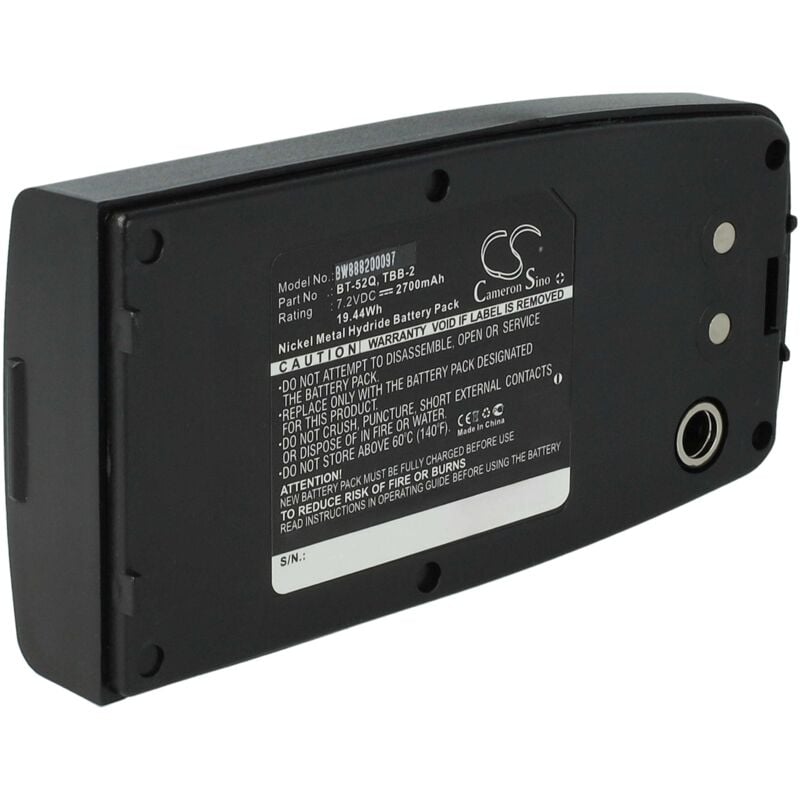 vhbw NiMH batterie 2700mAh (7.2V) pour appareil de mesure comme Topcon 51730, BT-52Q, BT-52QA, TBB-2, TBB-2R