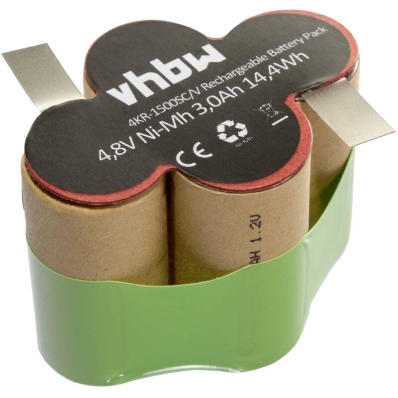 1x Batterie compatible avec Kärcher Broom K55 robot électroménager (3000mAh, 4,8V, NiMH) - Remplacement pour 4KR-1500SC/V - Vhbw