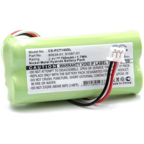 vhbw NiMH batterie 700mAh (2.4V) pour casque écouteurs casque micro sans fil comme Plantronics 80639-01