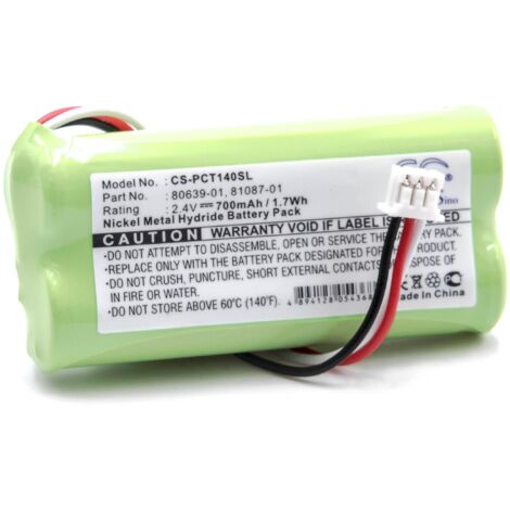 vhbw NiMH batterie 700mAh (2.4V) pour casque écouteurs casque micro sans fil Plantronics CT14