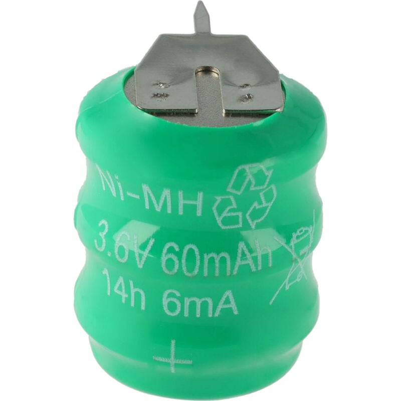 Vhbw - NiMH pile bouton de remplacement pour type 3/V80H 3 épingles 60mAh 3,6V convient pour les batteries de modélisme etc.