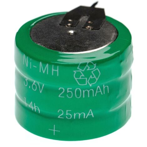 vhbw NiMH pile bouton de remplacement pour type V250H 250mAh 3,6V convient pour les batteries de modélisme etc.