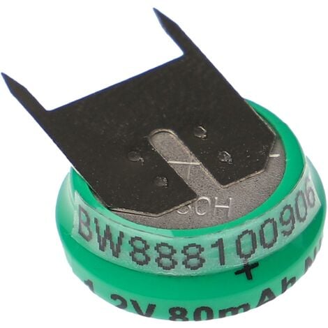 vhbw NiMH pile bouton de remplacement pourment 3 épingles type V80H 80mAh 1,2V convient pour les batteries de modélisme etc.