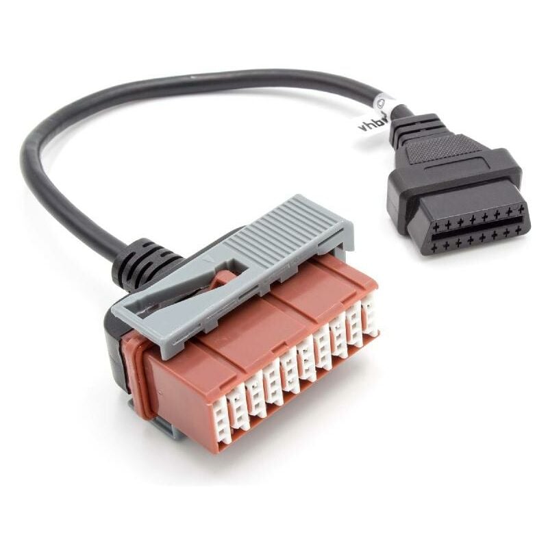 vhbw OBD2 - Câble adaptateur 30Pin à 16Pin pour Appareil de diagnostic OBD adapté aux anciennes Peugeot 106, 406, 605, 806, Expert connecteur 30Pin