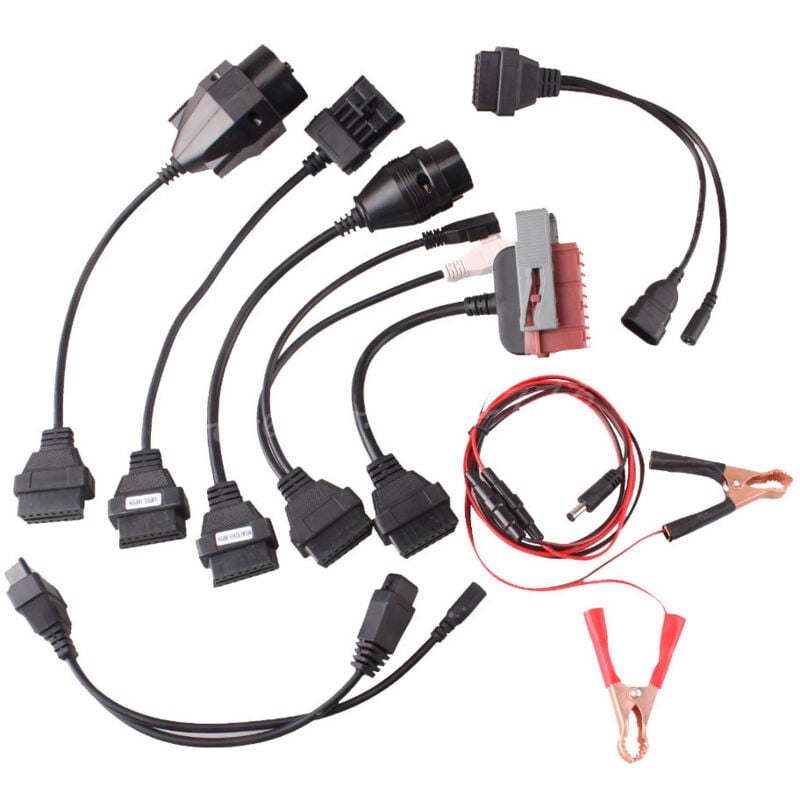 Vhbw - Adaptateurs en lot de 8 pc. vers OBD2 bmw, Audi, Seat, Skoda, Mercedes, Fiat, Alfa Romeo, Lancia, Opel, Peugeot, vw automobiles - 27 cm