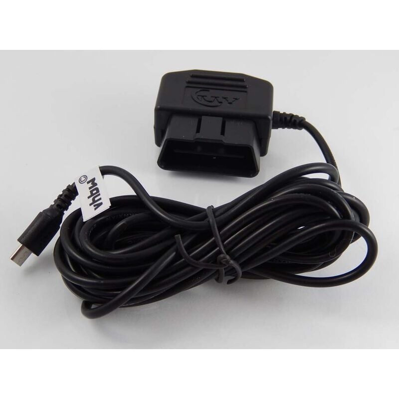 vhbw OBD2 Micro-Câble USB Câble de recharge pour Dashcam GPS Navi Smartphone 3,5m