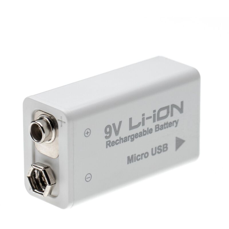 

batería de 9 V reemplaza 6F22, 6LR61 (650 mAh, Li-Ion) recargable, ready-to-use, con clavija USB micro - Vhbw