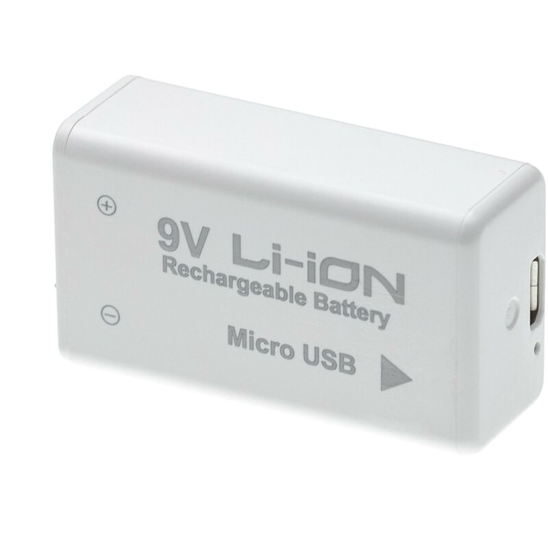 

2x batería de 9 V reemplaza 6F22, 6LR61 (650 mAh, Li-Ion) recargable, ready-to-use, con clavija USB micro - Vhbw