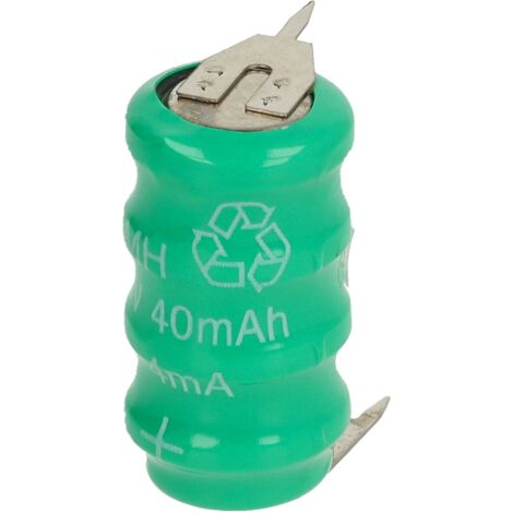vhbw Pilas botón, tipo de batería V40H (NiMH, 40mAh, 4.8V) -Columna con 4 celdas, 3 pines conexión de impresión, recargable