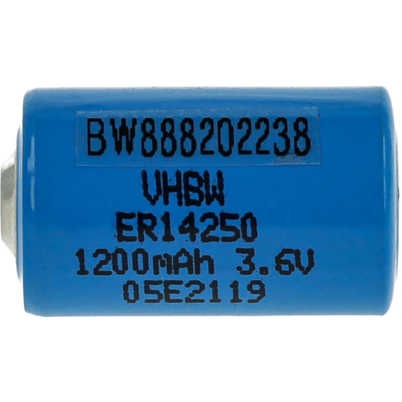 Pile au lithium ER14250 remplacement pour 1/2AA, 1770-XZ, 3B26, 418-0076, 60-0576-100 - Pile spéciale (1200mAh, 3,6V, Li-SOCl2) - Vhbw