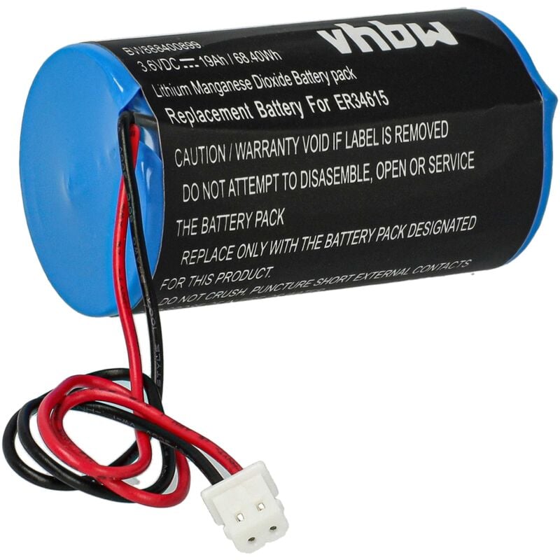 Pile remplacement pour Eve ER34615-GL101 pour système d'alarme, sirène extérieure radio (19000mAh, 3,6V, Li-ion) - Vhbw
