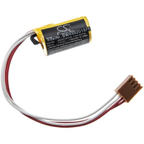 vhbw Pile remplacement pour Omron C500-BAT08, 3G2A9-BAT08 pour PLC Contrôleur Logique Programmable (1700mAh, 3,6V, Li-SOCl2)