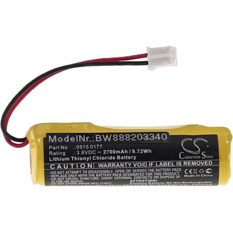 vhbw Pile remplacement pour Testo 0515 0177 pour enregistreur de température (2700mAh, 3,6V, Li-SOCl2)