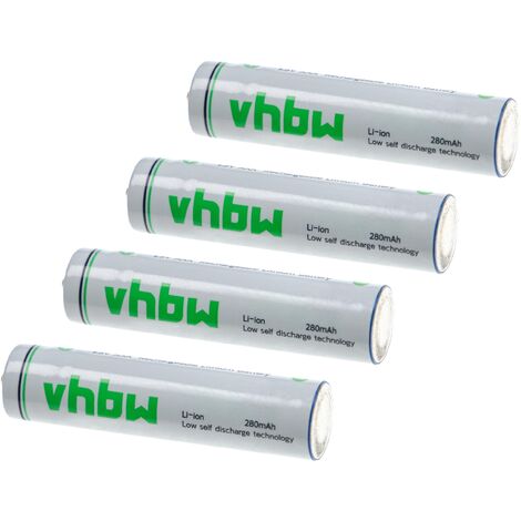 vhbw Piles rechargeables AAA micro, 4 pièces - Batteries rechargeables (280mAh, 1,5V, Li-ion)