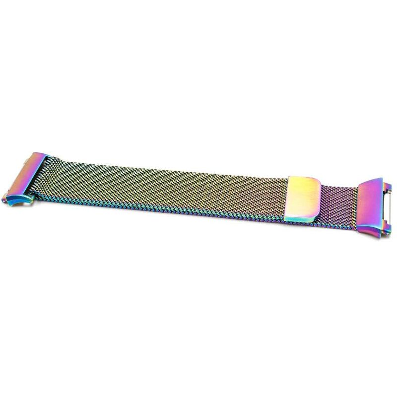

vhbw Brazalete, correa compatible con Fitbit Ionic smartwatch - 23,5 cm acero inoxidable holográfico cierre magnético